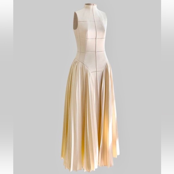 Sierra Darien NWOT sleeveless pleated midi / maxi dress - 2024 drop waist style - Picture 5 of 8